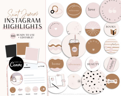 Pink Brown Instagram Highlight Covers and Icon Pack