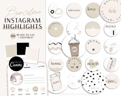 Black & Beige Instagram Highlight Covers and Icon Pack