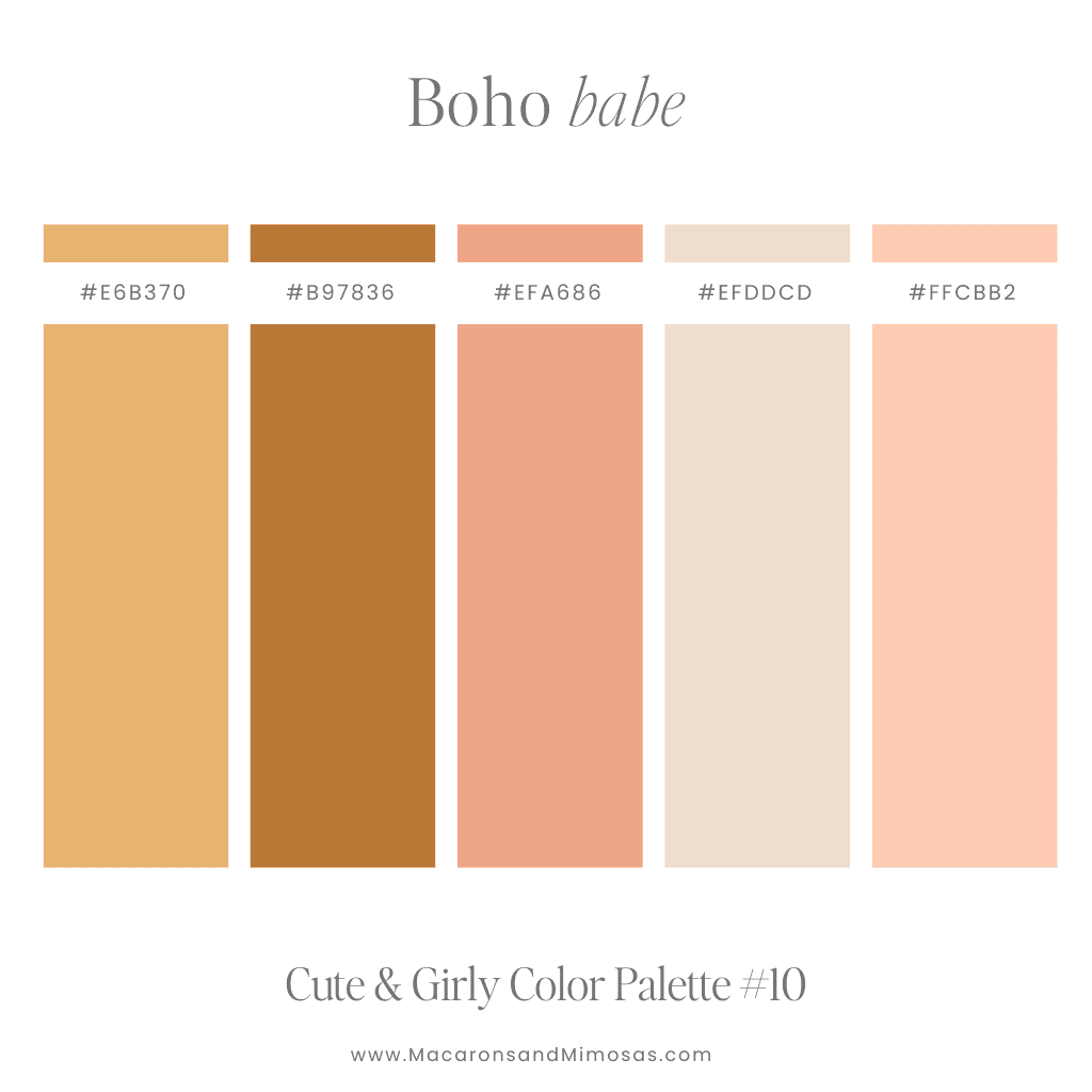 Cute boho babe color palette in feminine shades