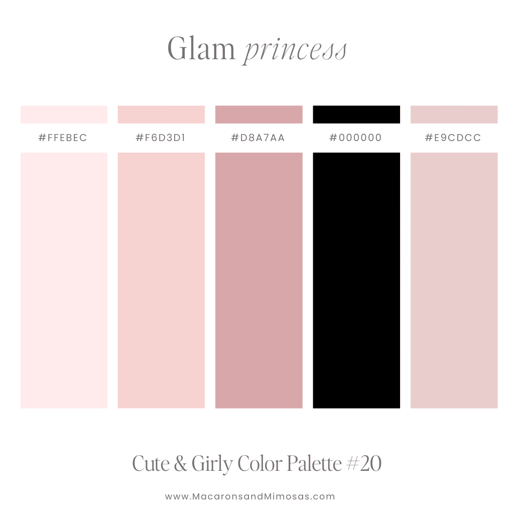 Glam Pink color palette in feminine shades of pink, nude and black