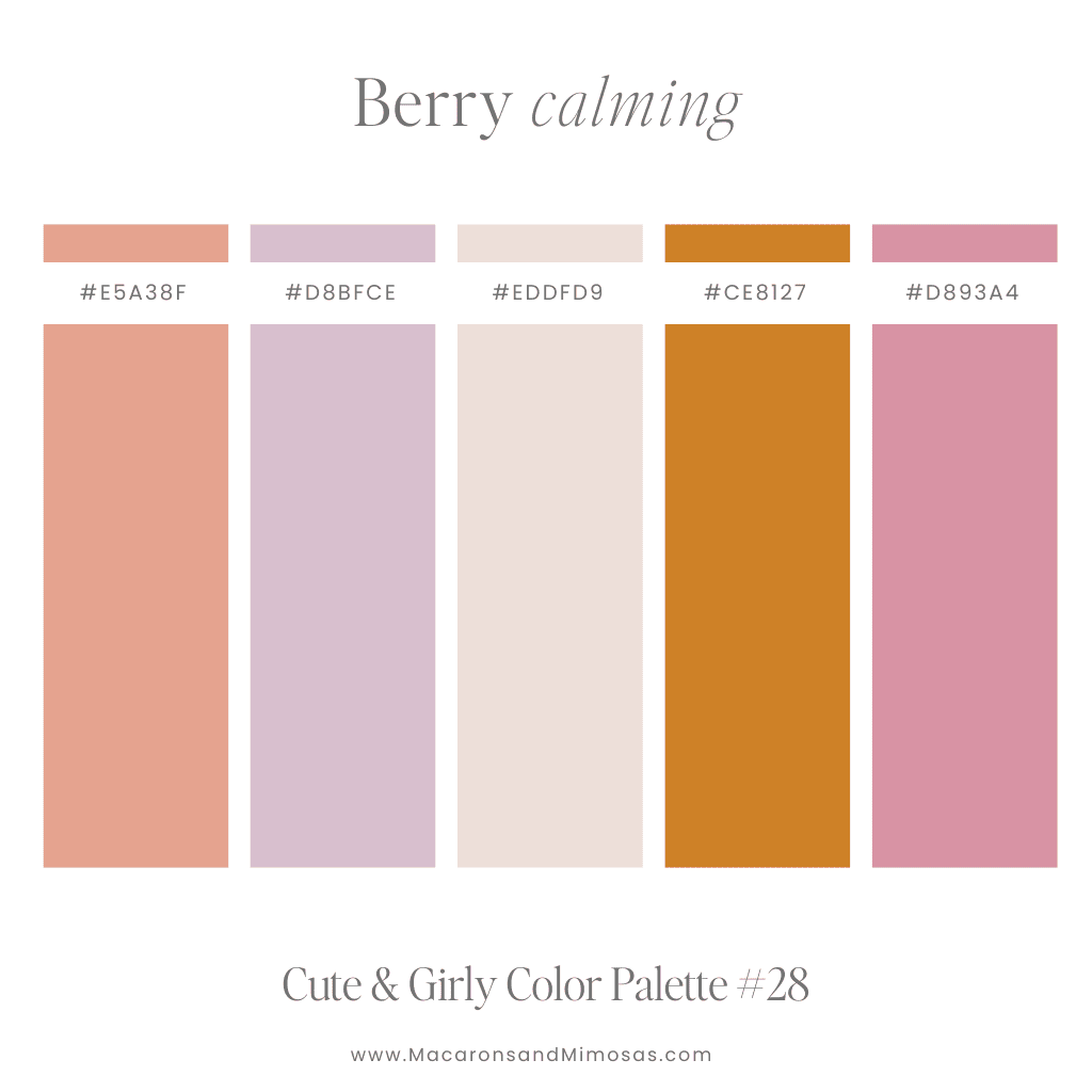 Soft Muted Boho Feminine color palette with hex code in light pink shades