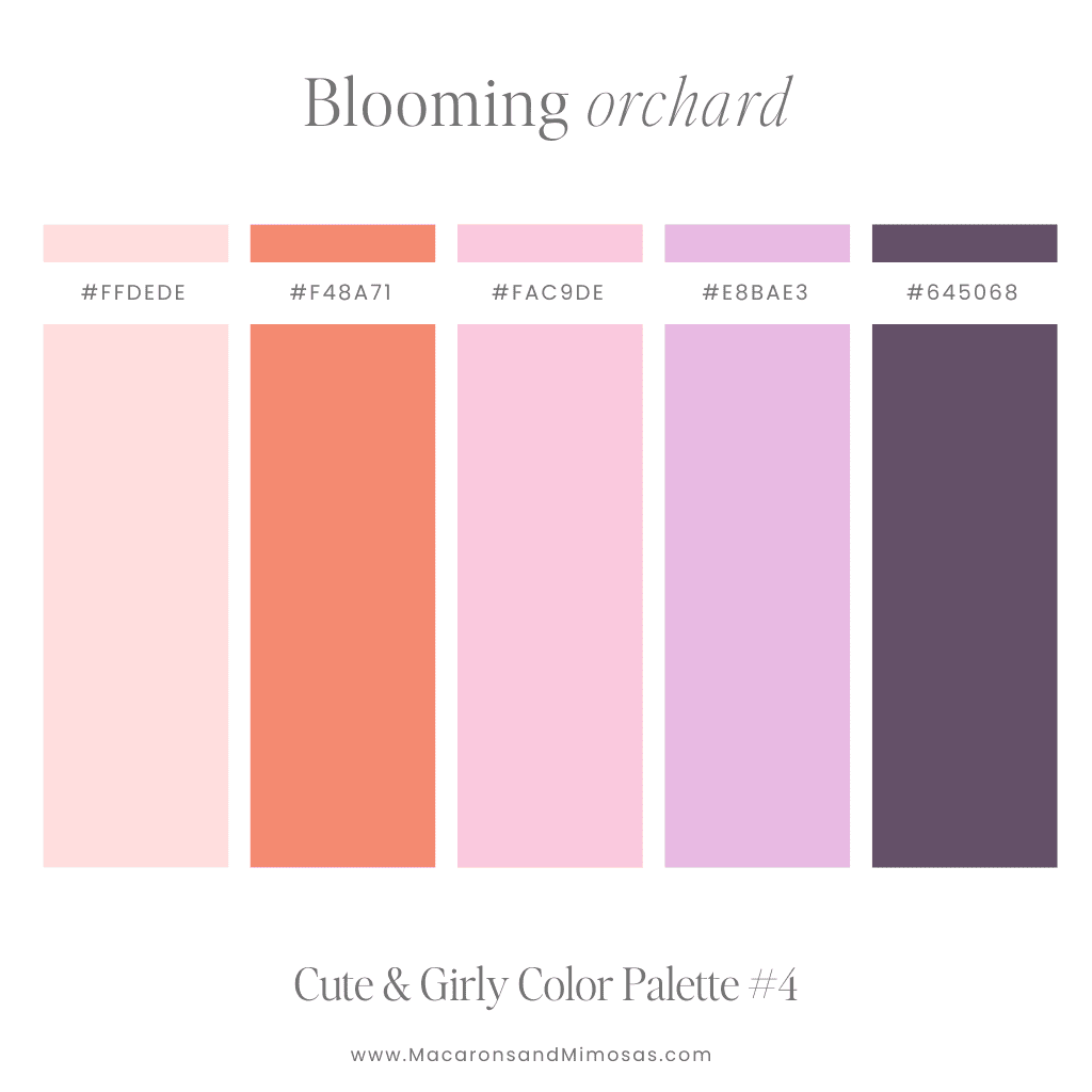 Girly color palette in cute feminine pink and lilac 