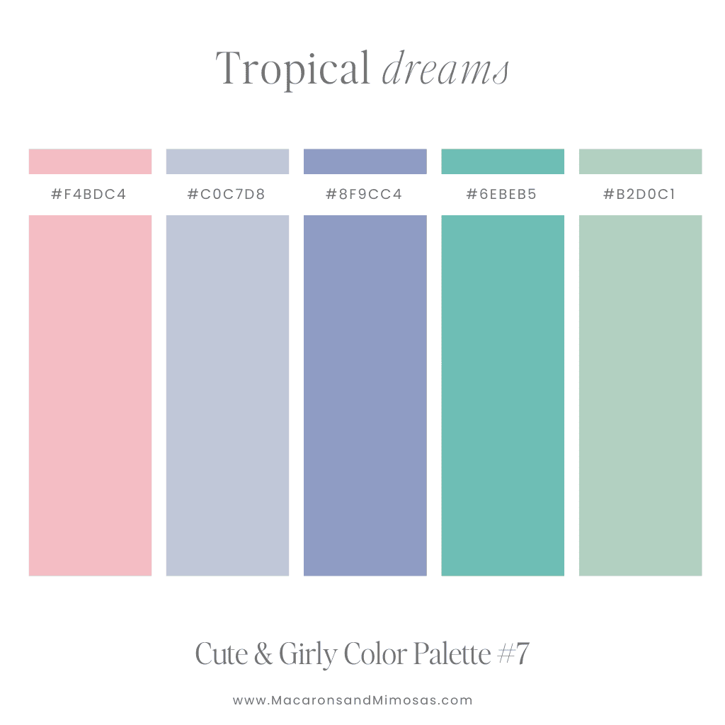 Cute Girly color palette in a Tropical Vibe 