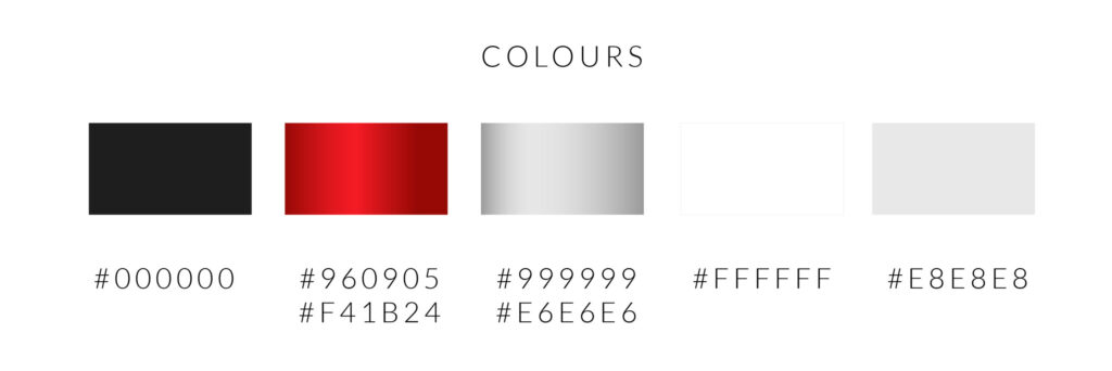 Black, Silver and Red Brand color palette, How to create branding color palette