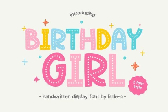 “Birthday Girl” the adorable handwritten display font that oozes youthful charm, adorned with delightful dotted details that infuse your designs with a playful and fun vibe. 