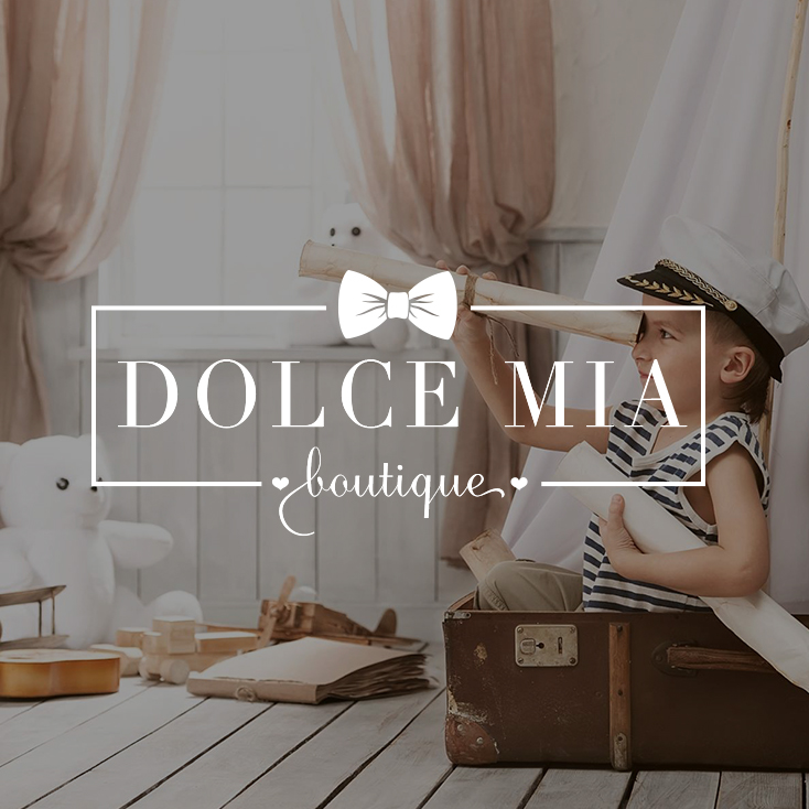 Dolce Mia Boutique Baby and Children's bow logo with fancy font