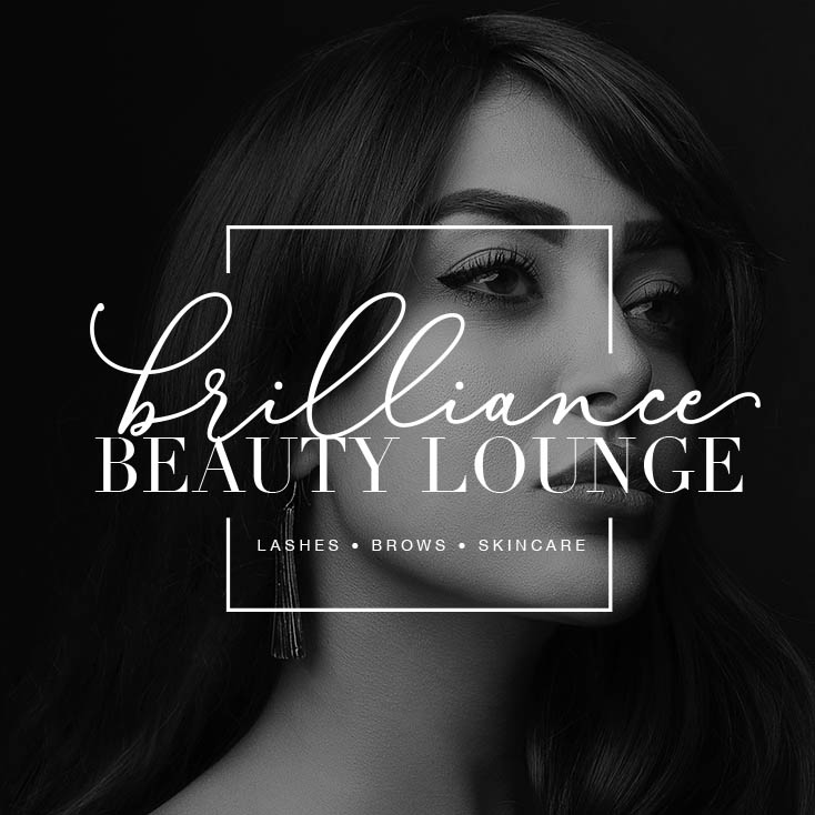 brilliance beauty Lounge Logo and branding lashes, brows and skincare brand design