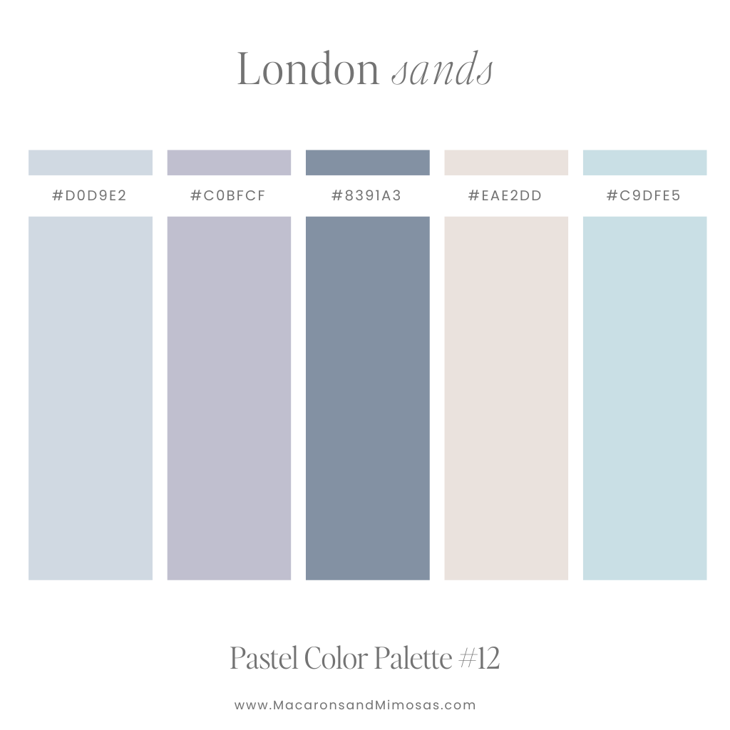 Coastal Pastel Blue Color Palette with Hex colors for a coastal vibe