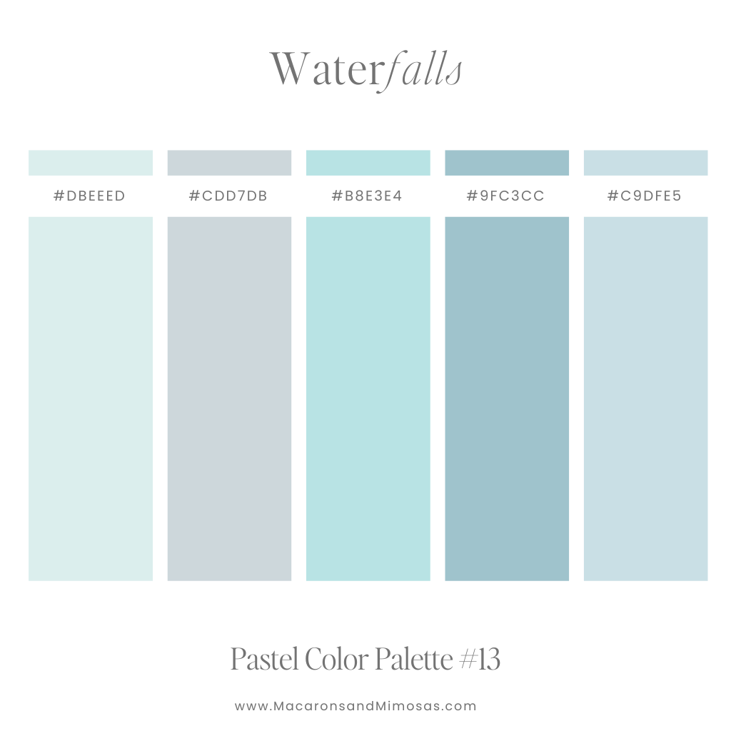 Coastal Pastel Blue Color Palette with Hex colors for a coastal vibe