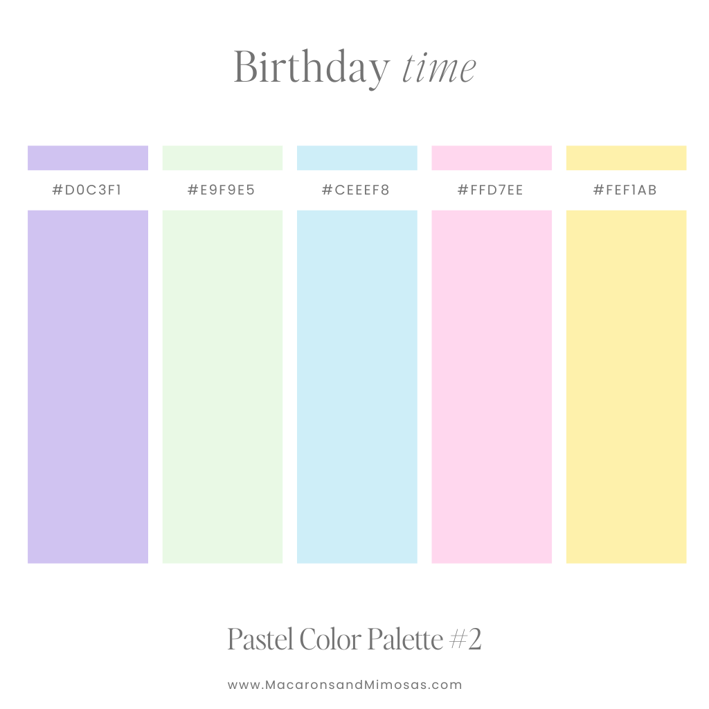 Pretty Pastel Rainbow Color Palette with hex codes for logo and website design