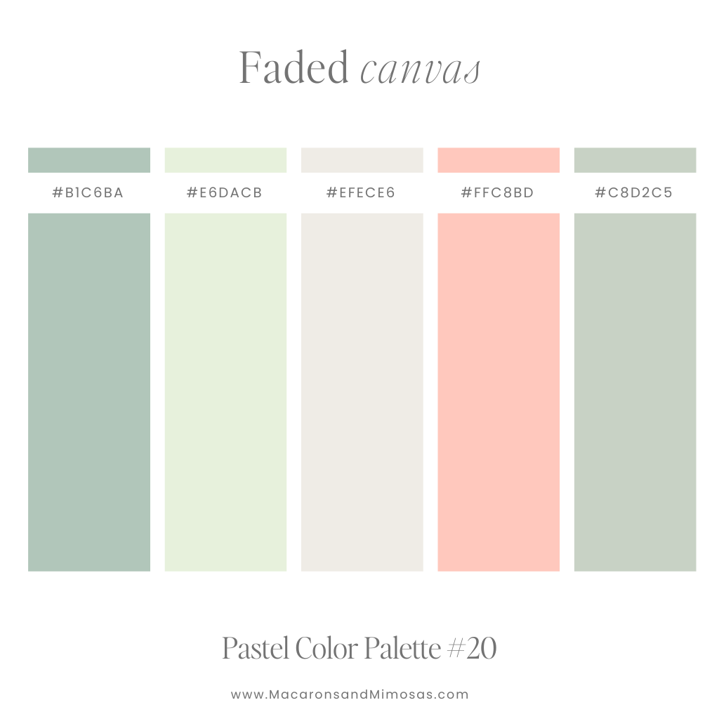 Pastel Green Color Palette with hex codes in a woods elegant vibe