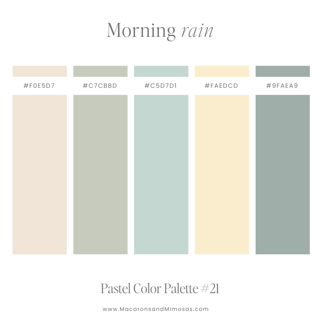 Pastel Green Color Palette with hex codes in a serene vibe