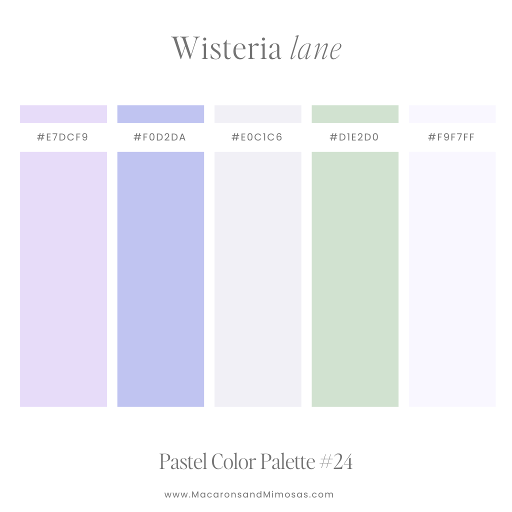 Elegant Pastel Purple Color Palette with color codes to use for your Canva logos