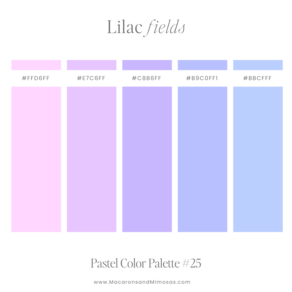 Elegant Pastel Purple Color Palette with color codes to use for your Canva logos