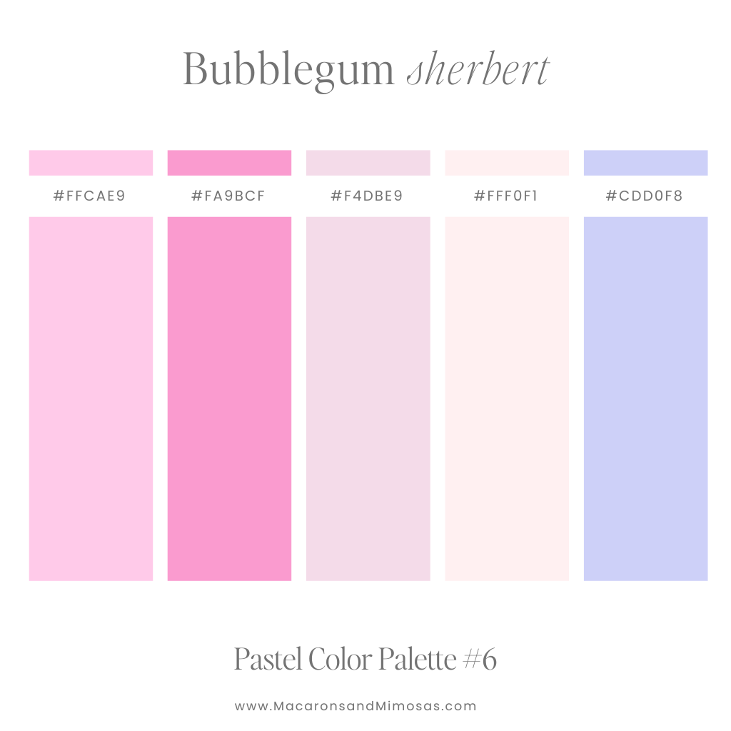 Pastel Pink Color Palette Samples with hex colors for branding