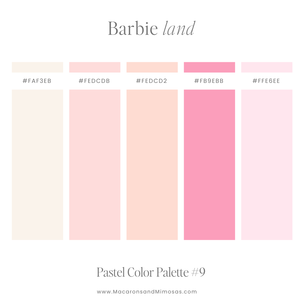 Pastel Pink Color Palette Inspiration with Color codes use in Canva 