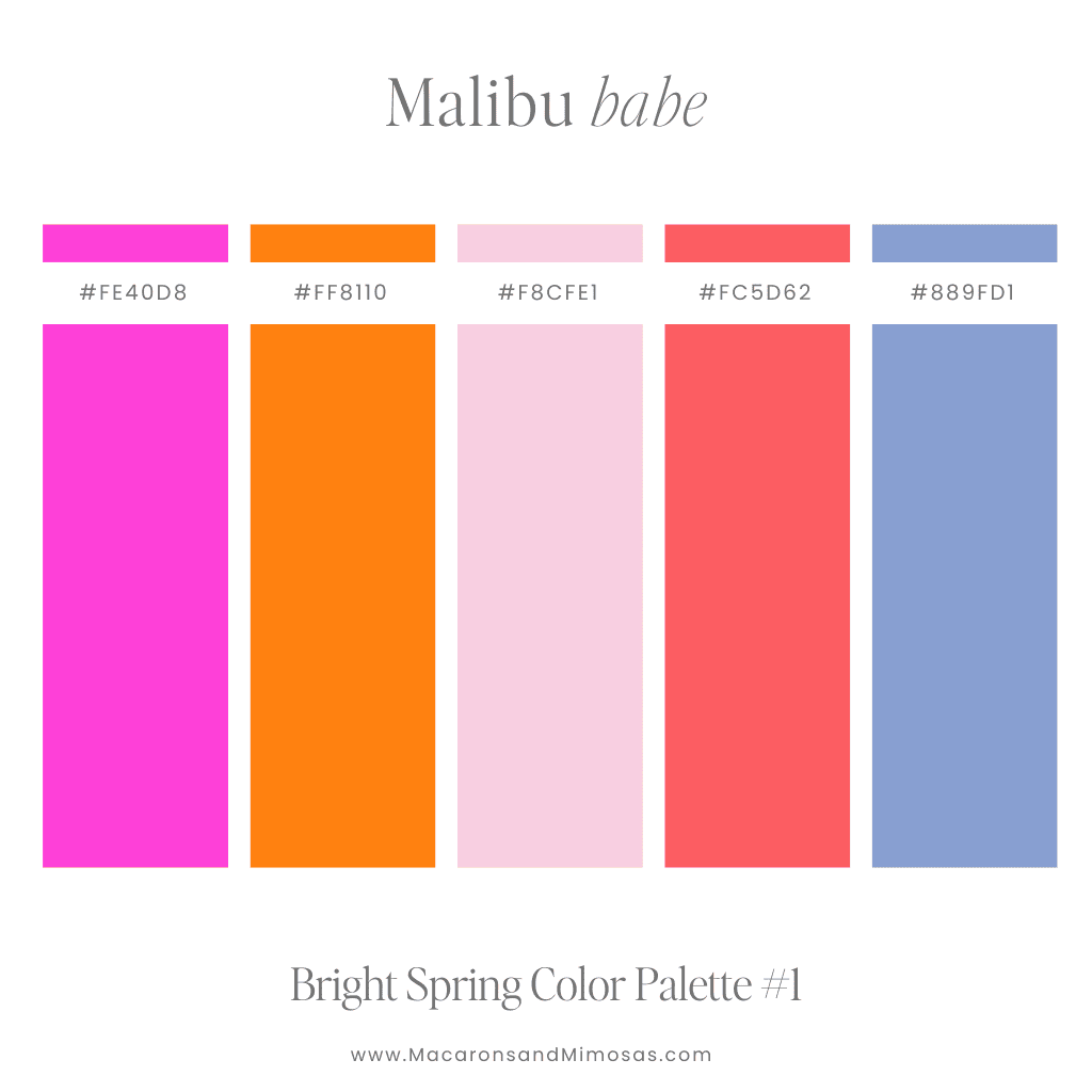 Bright Spring Color Palette Malibu Babe pink, blue and orange