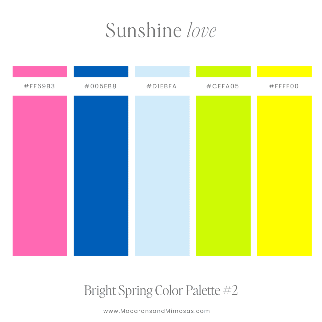 Bright Spring Color Palette in a pink, blue lime green rainbow