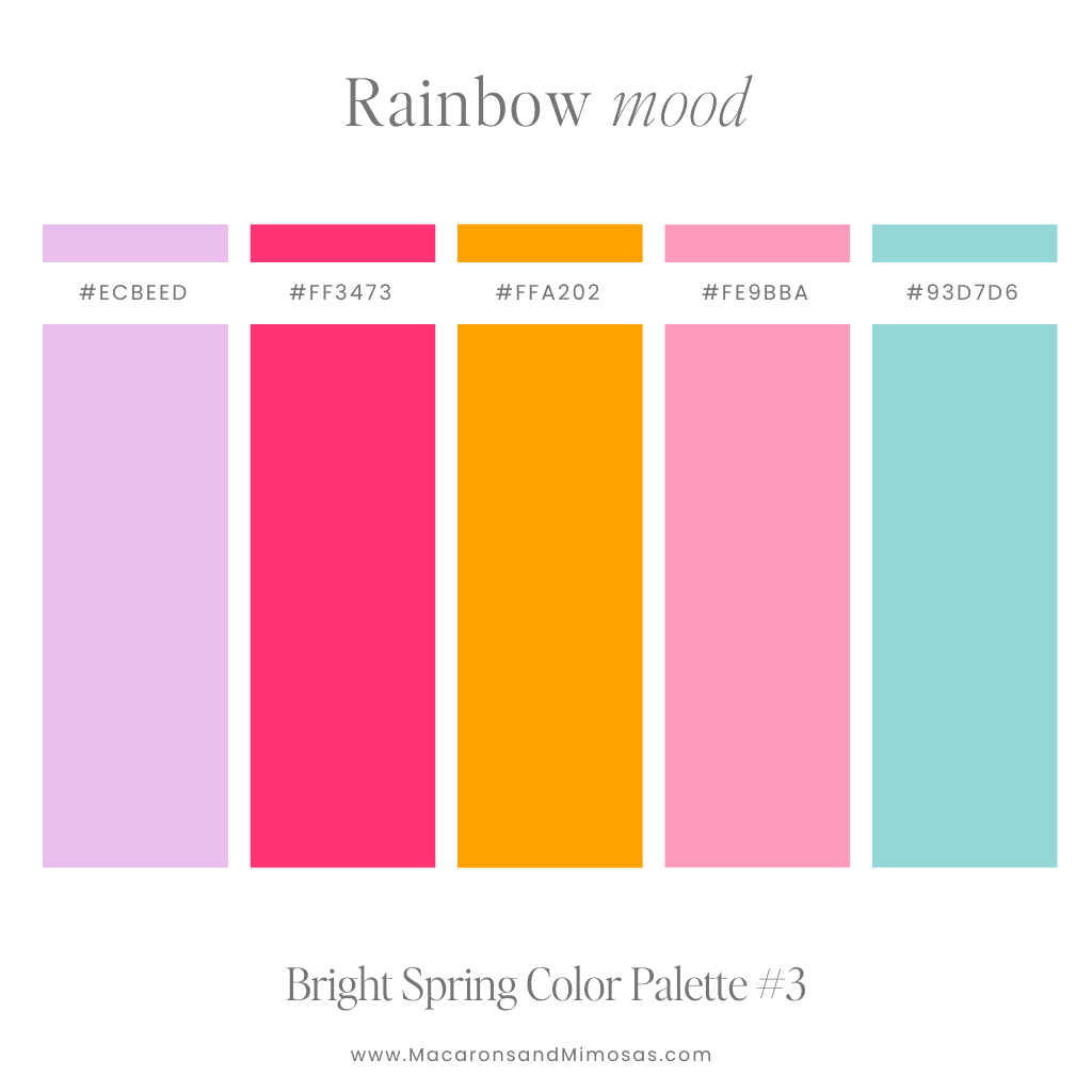 Bright Rainbow Spring Color Palette in a pink, blue and orange