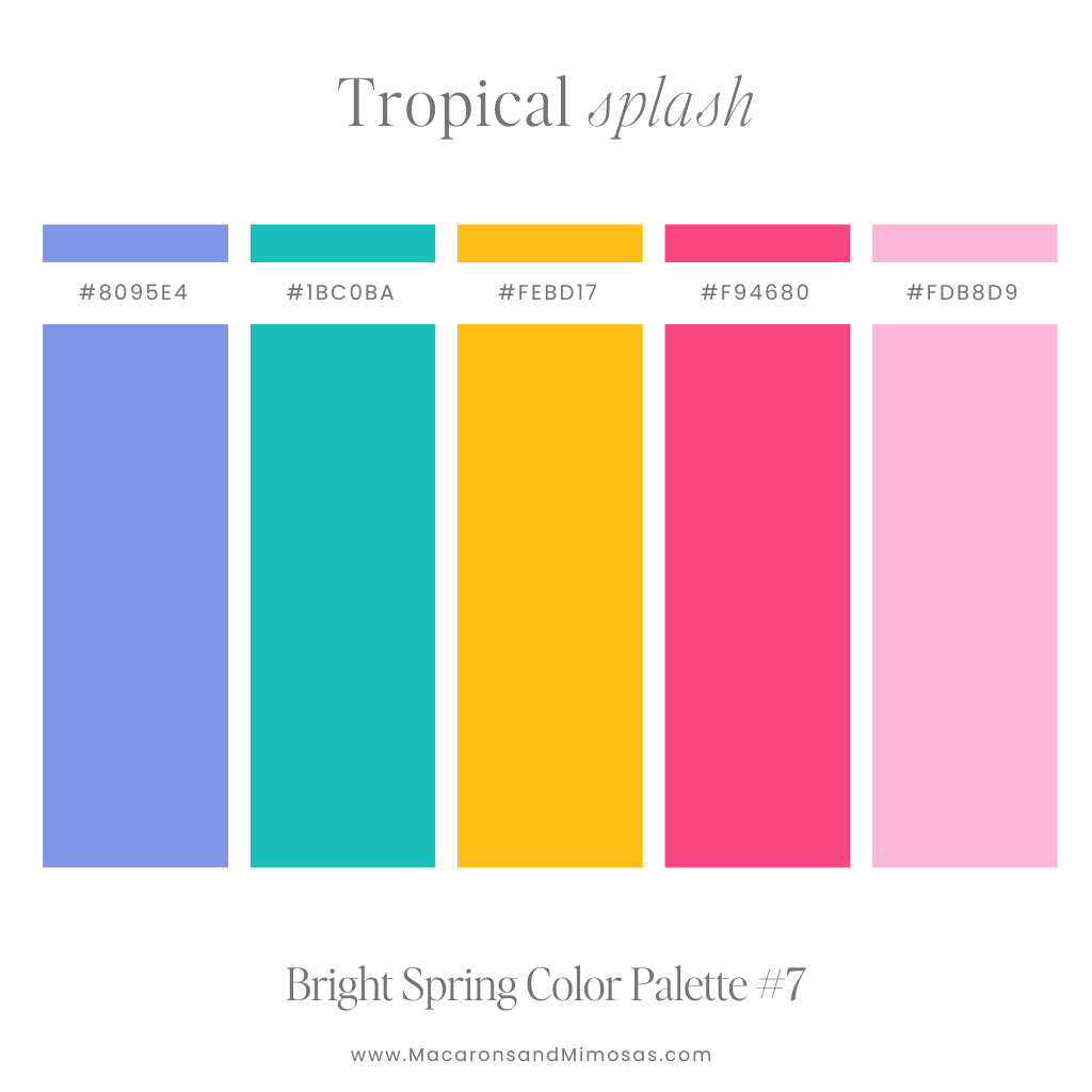 Bright Tropical Color Vibes with Hex color codes