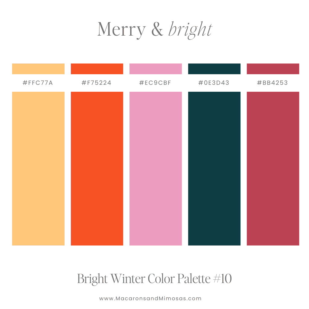 Merry and Bright Holiday Swatches with hex codes