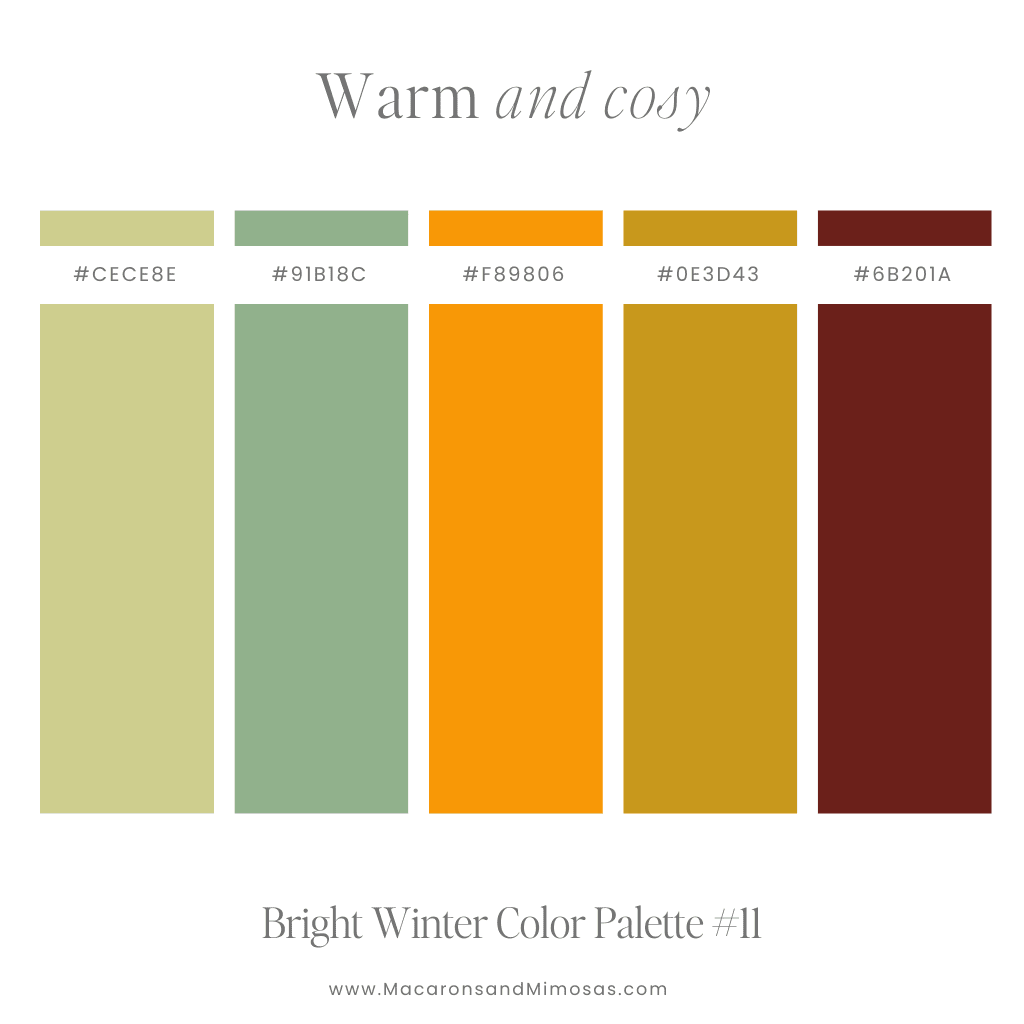 Merry and Cheery Winter Swatches with hex codes