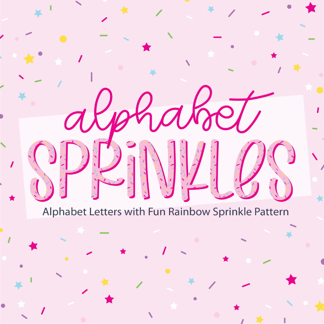 Sprinkle alphabet in cursive handwritten style