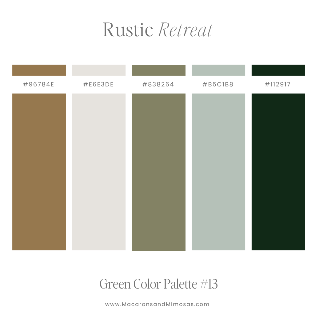 rustic green, brown and black color palette 