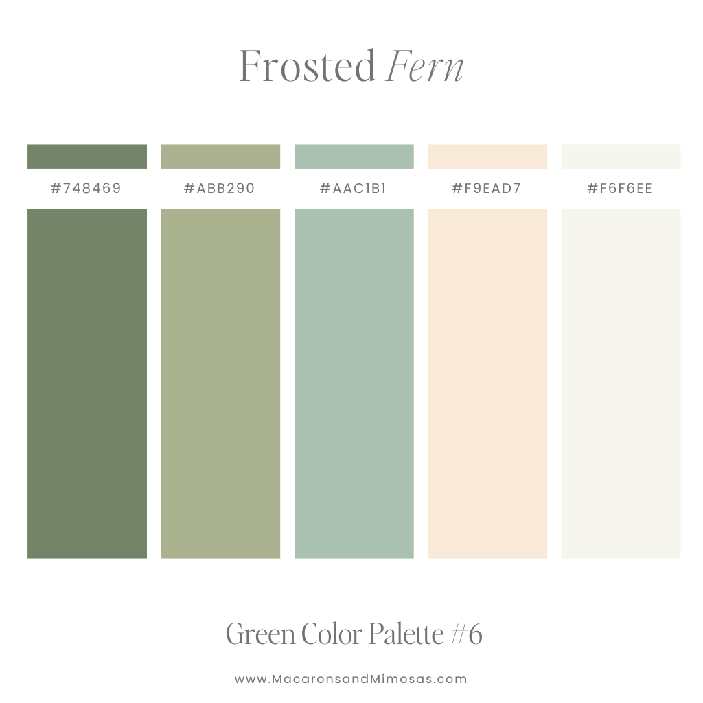 Sage green color palette with soft creme and peach tones