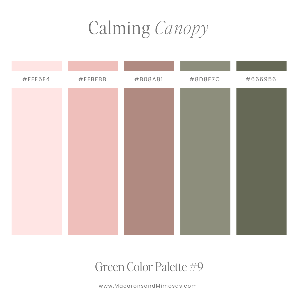 green and pink color palette with hex codes