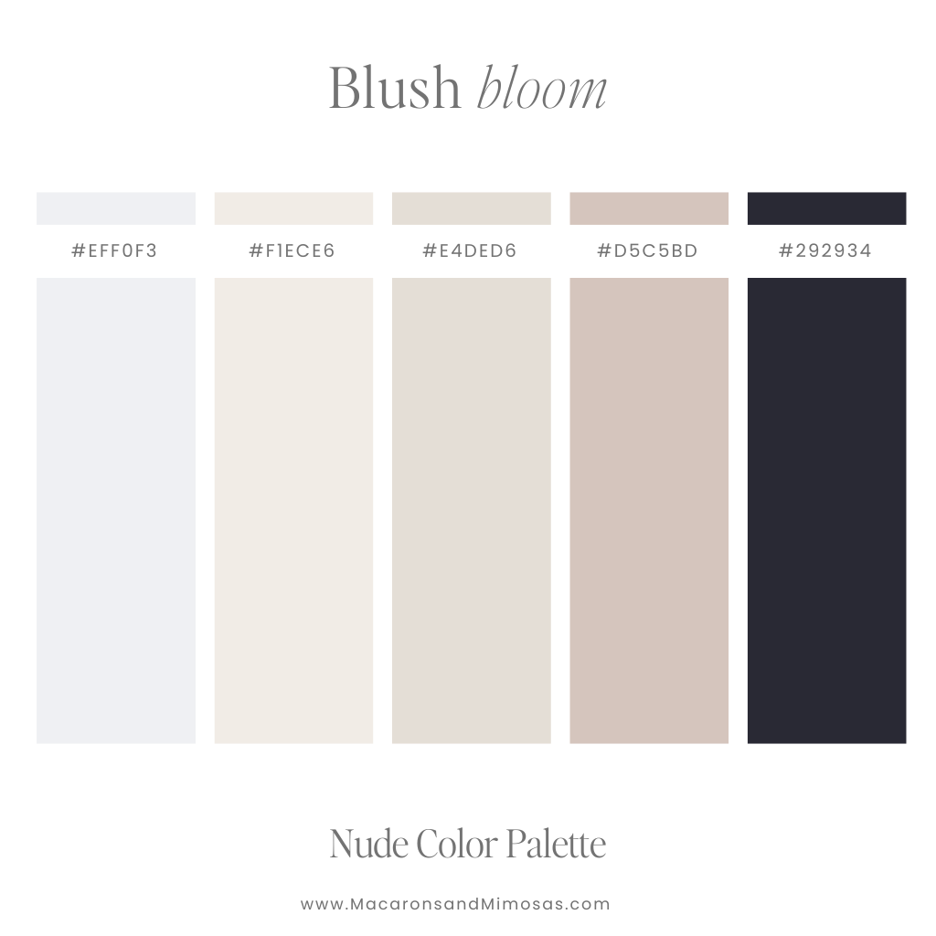Blush Bloom Nude Color Palette - Romantic soft blush tones with a bold accent for modern elegance.