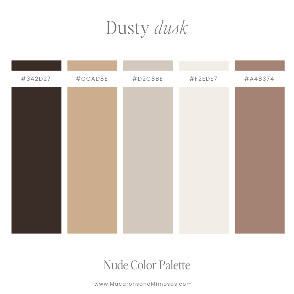 Dusty Dusk Nude Color Palette - Dark espresso and soft tan shades for a bold, refined look.