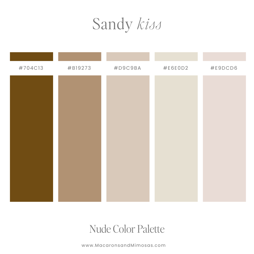 Sandy Kiss Nude Color Palette - Warm sandy browns and soft creams for a rustic vibe.