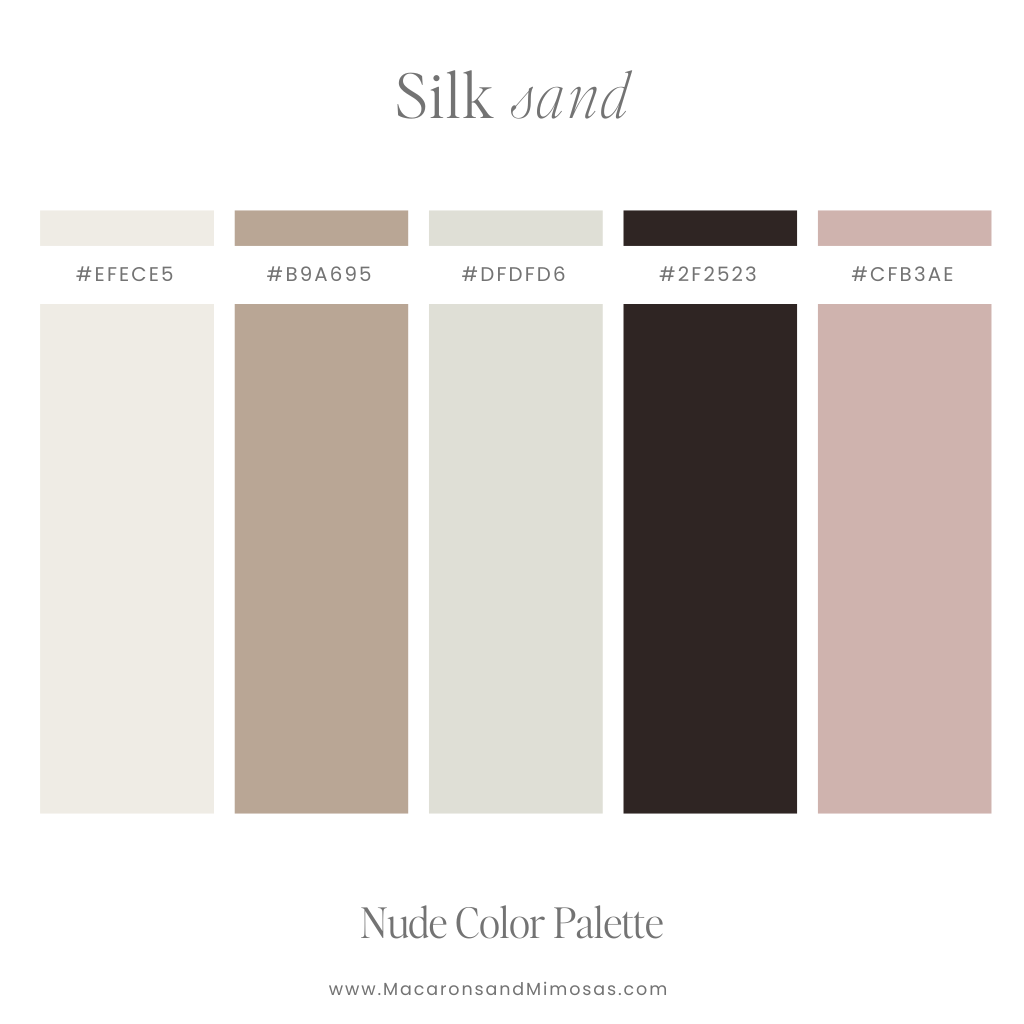 Silk Sand Nude Color Palette - Warm taupe and charcoal for a luxurious, modern aesthetic.