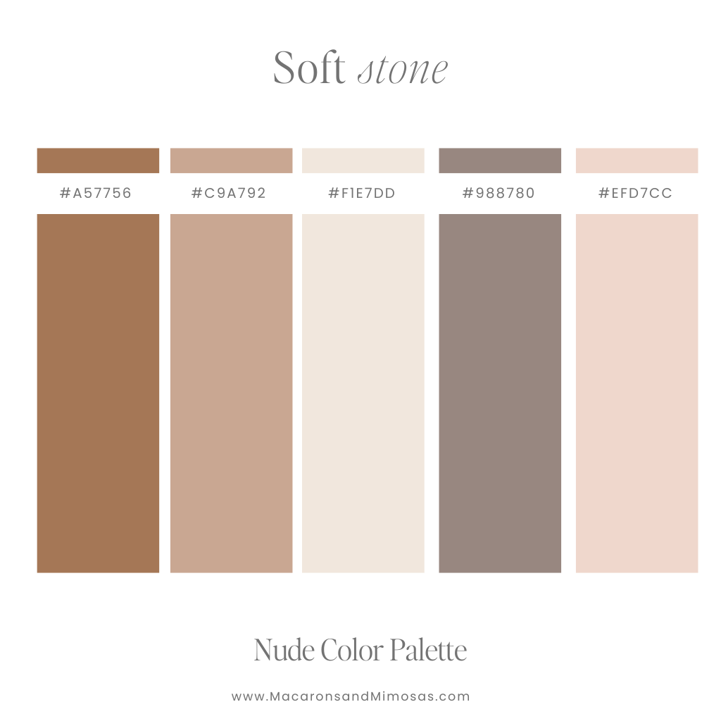 Soft Stone Nude Color Palette - Warm earthy tones with soft beige for a grounded, rustic feel.