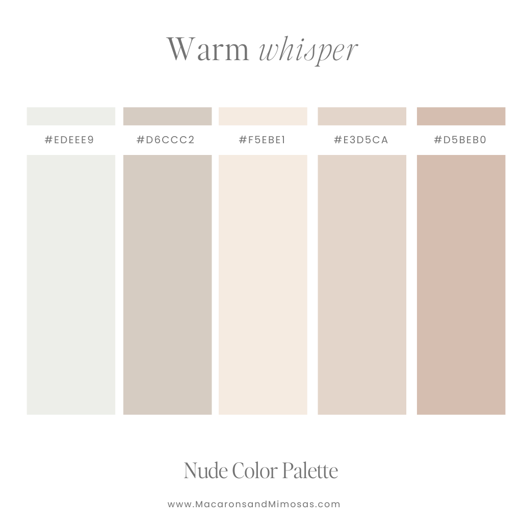 Warm Whisper Nude Color Palette - Creamy neutrals and warm beige for a soft, soothing aesthetic.