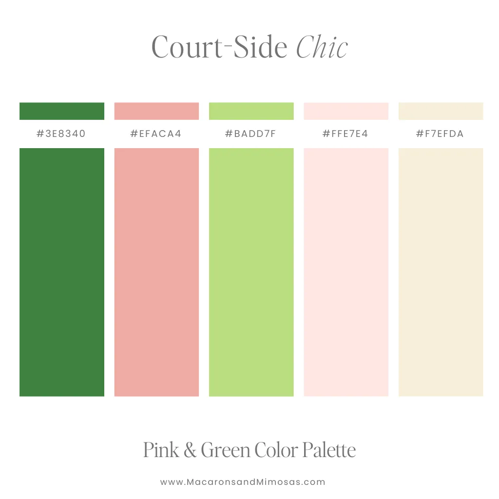 Sporty preppy pink and green palette inspired by tennis courts
