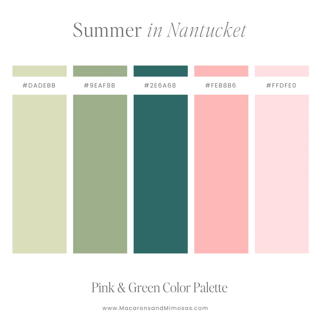 Pink and green color palette with blush and sage garden tones