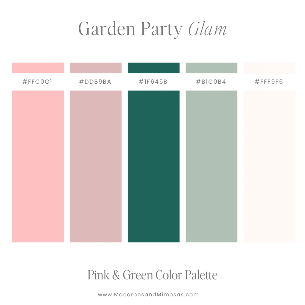 Sporty preppy pink and green palette inspired by tennis courts