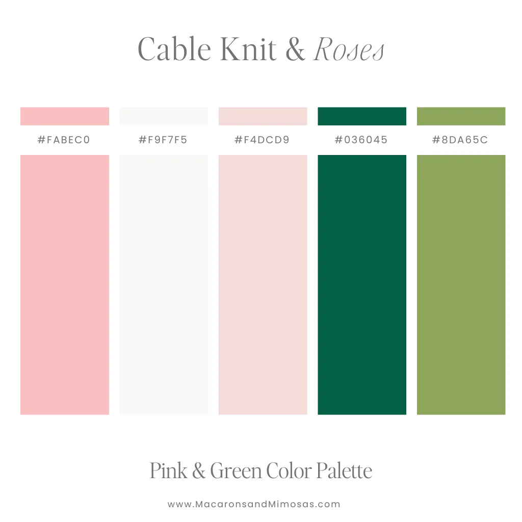 Pink color combination with roses and ivy green
