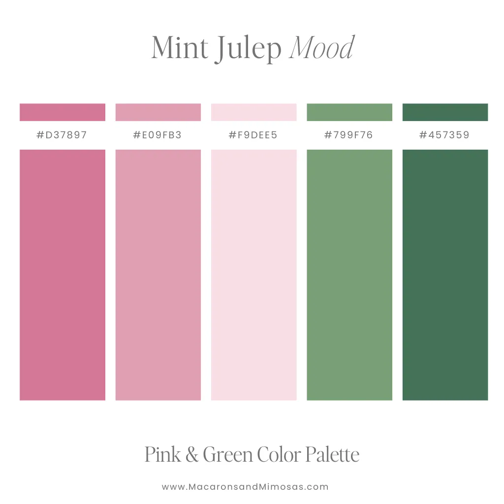 Muted pink and green color palette inspired by Nantucket coastal charm
