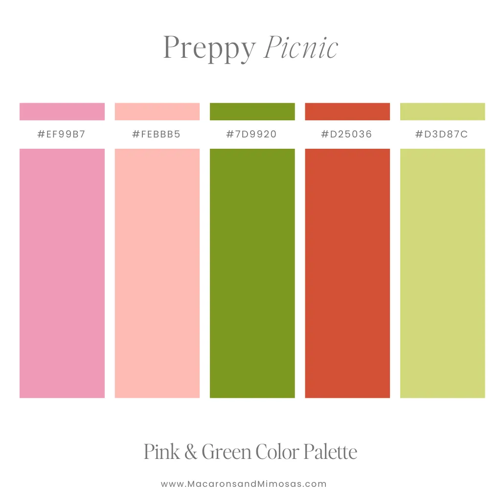 Preppy color scheme with bubblegum pink and bold green