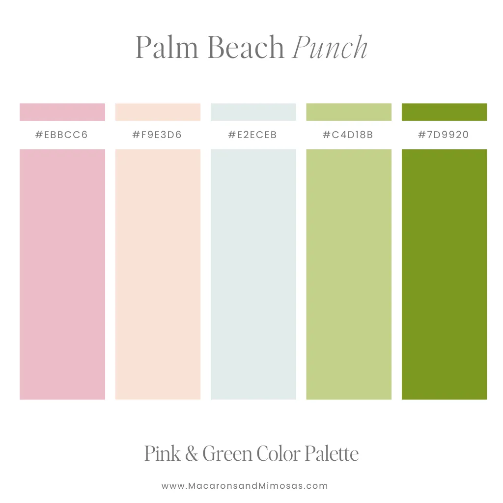 Preppy pink and green color scheme with bubblegum pink and bold green