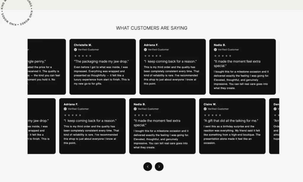 A built-in animated reviews slider for Shopify theme custom code