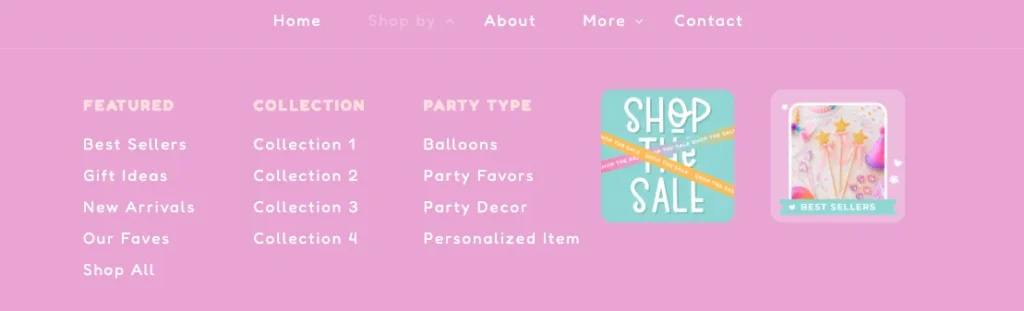 Mega Menu with Promo Images for Shopify no code or apps. 