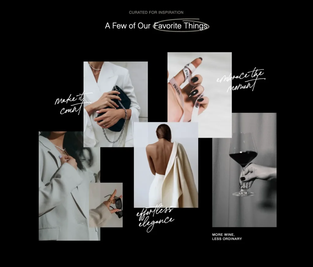 Showit style moodboard for Shopify theme with drag and drop images, videos, and custom font uploads