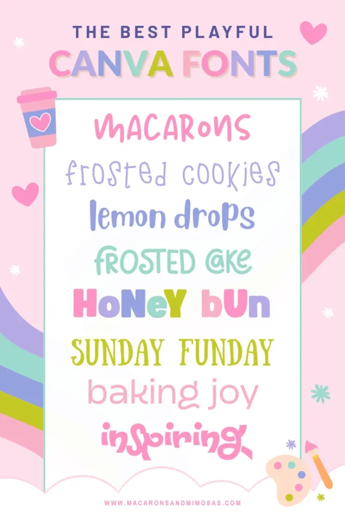 Best playful Canva fonts list including Macarons, Honey Bun, and Sunday Funday