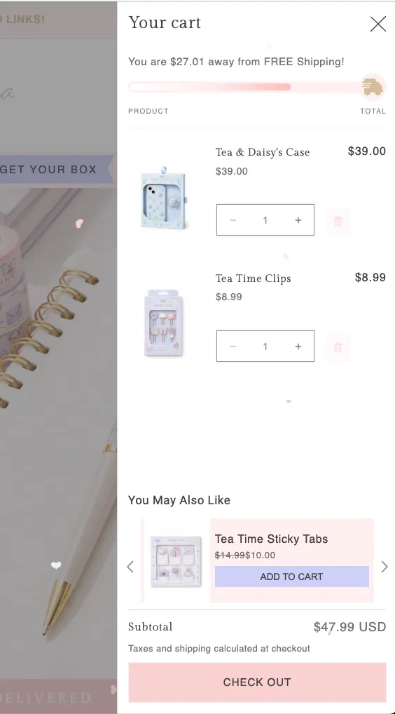 Slide-Out Cart Drawer + In-Cart Upsells + Free Shipping Bar for Shopify Theme
