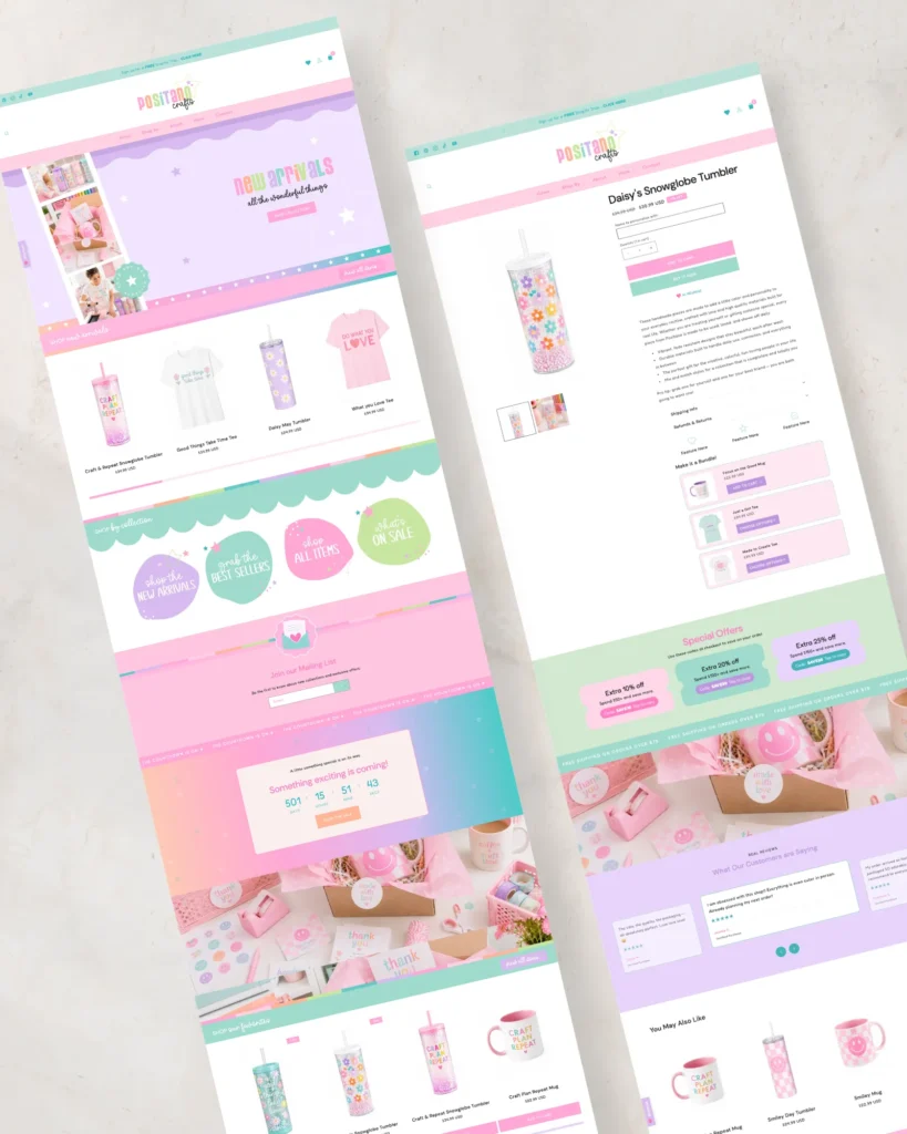Bbright, pastel, rainbow-hued Shopify theme built for tumbler makers, sublimation sellers, crafters, and colorful handmade shops.