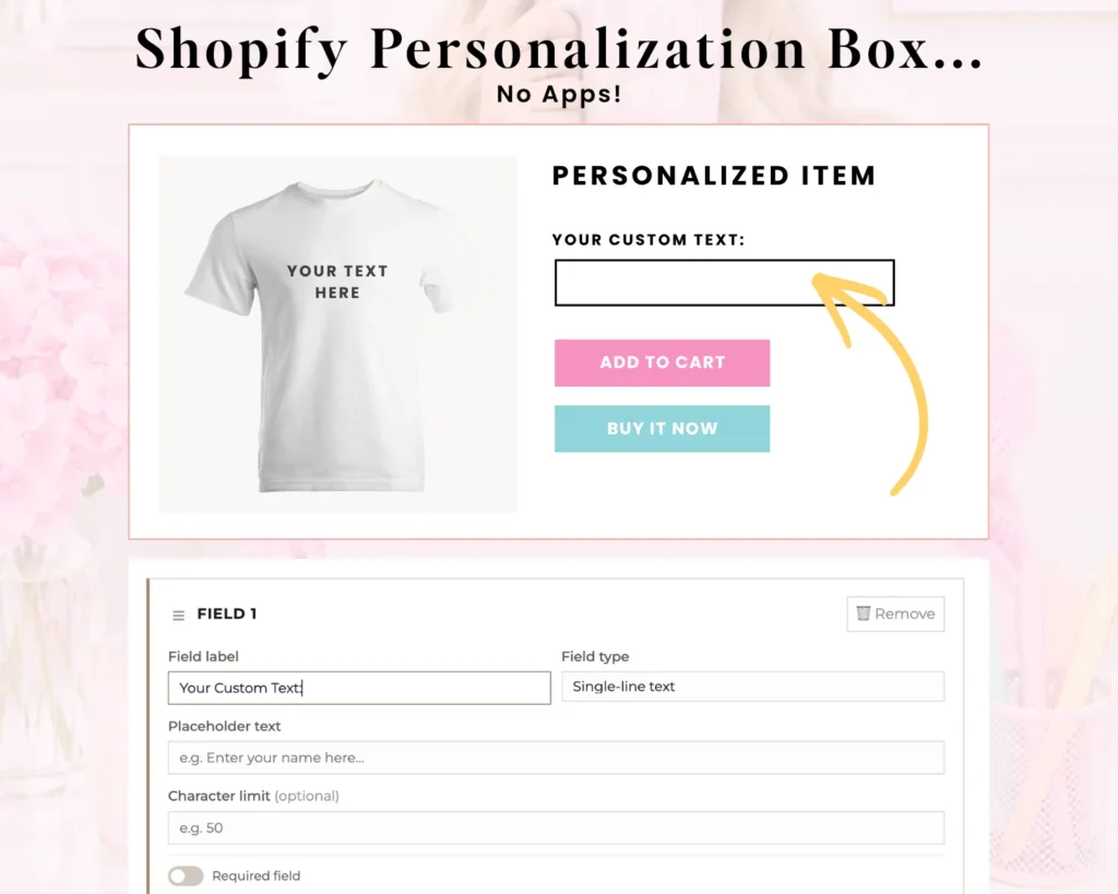 Add a Personalization Box OR Dropdown to Shopify No Apps... No code... for FREE!